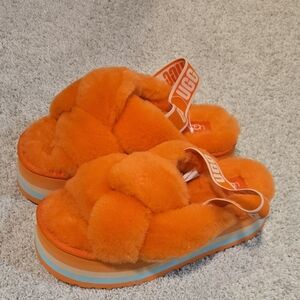 UGG Disco Knot Slides Orange Platform Sandal